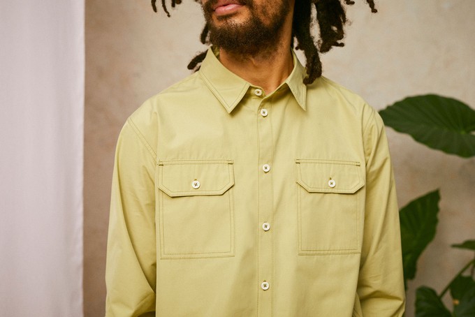 Limited Edition Mens Eddy Utility Shirt, Khaki Cotton from Saywood.