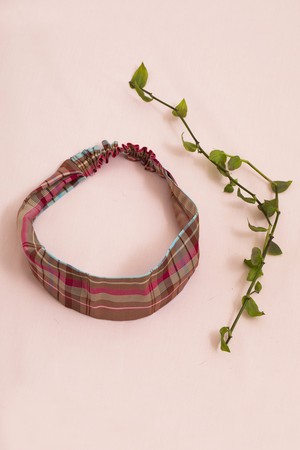 Heidi Headband, Zero Waste, Pink Check | Deadstock Cloth from Saywood.