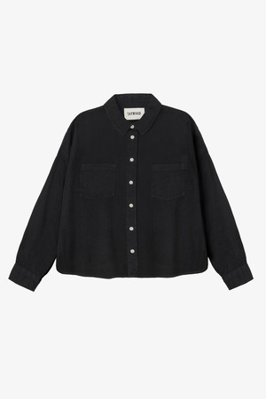 Lela Boxy Shirt, Black Japanese Denim from Saywood.