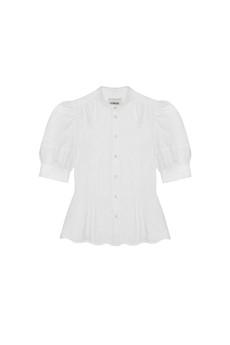 Joni Puff Sleeve Blouse, White Cotton Bamboo via Saywood.