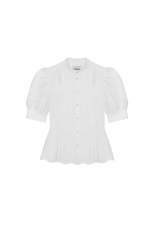 Joni Puff Sleeve Blouse, White Cotton Bamboo from Saywood.