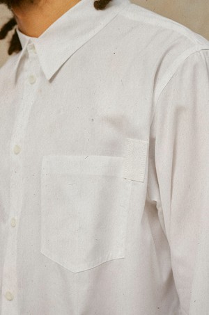 Mens Eddy Patch Pocket Shirt, White Cotton Bamboo from Saywood.
