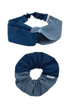 Thandi Headband & Patchwork Scrunchie Accessory Gift Set, Japanese Denim via Saywood.