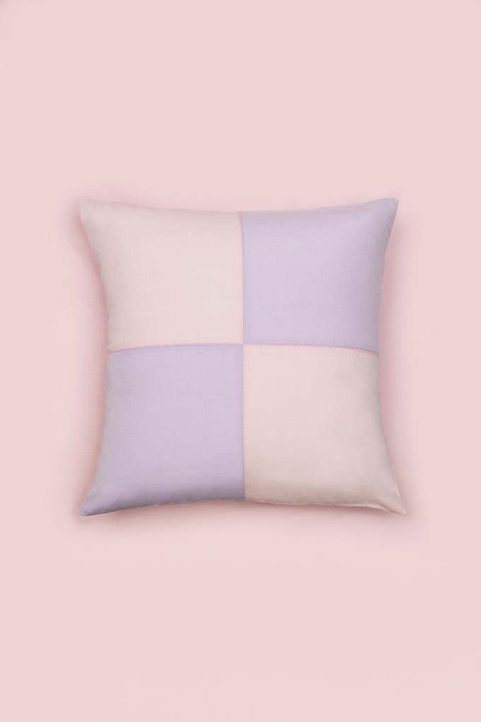 Patchwork Harlequin Cushion, Zero Waste Lilac Pink from Saywood.