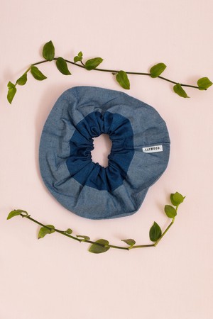 Giant Patchwork Scrunchie, Zero Waste, Japanese Denim from Saywood.