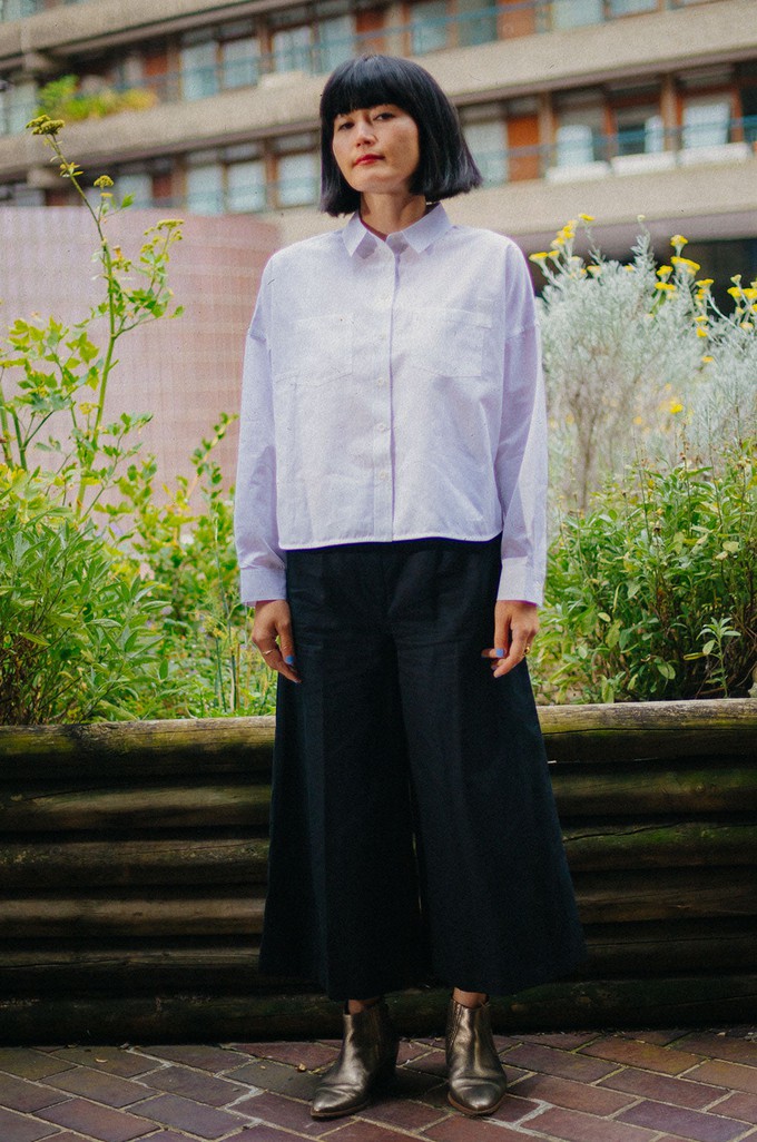 Lela Patch Pocket Shirt, White Recycled Cotton from Saywood.