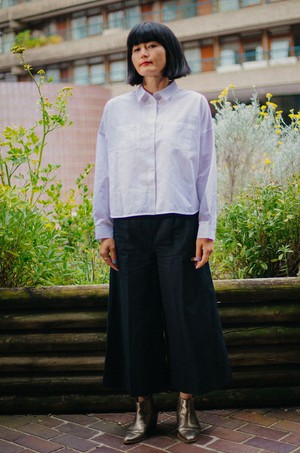 Lela Patch Pocket Shirt, White Recycled Cotton from Saywood.