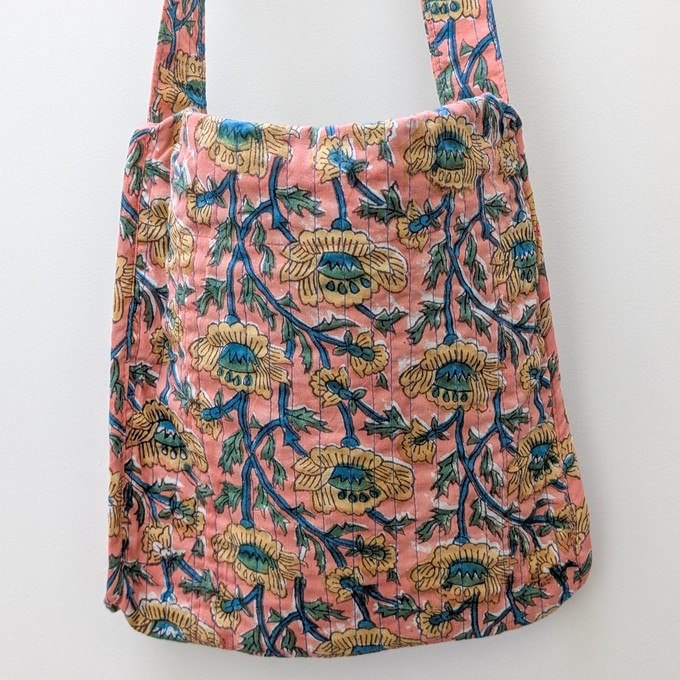 Quilted Block-Printed Cotton Crossbody Bag – Fair Trade Handmade Eco-Friendly Satchel from Shakti.ism