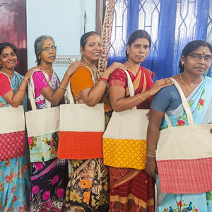 Half sari, half cotton tote bag, ethically handmade in India from Shakti.ism