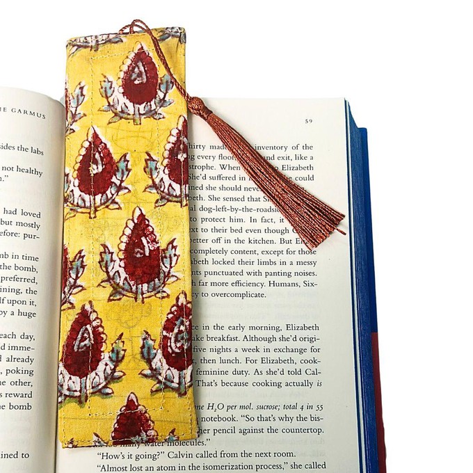Block Printed Fabric Bookmarks with Tassel, Ethically Handmade in India from Shakti.ism