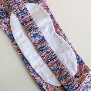 Lavender block printed cotton sleep eye mask with drawstring pouch, ethically handmade in India from Shakti.ism