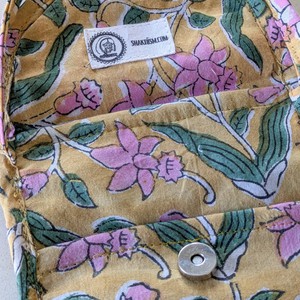 Yellow Block-Printed Crossbody Mobile Phone Cell Phone Bag With Slim Pocket from Shakti.ism