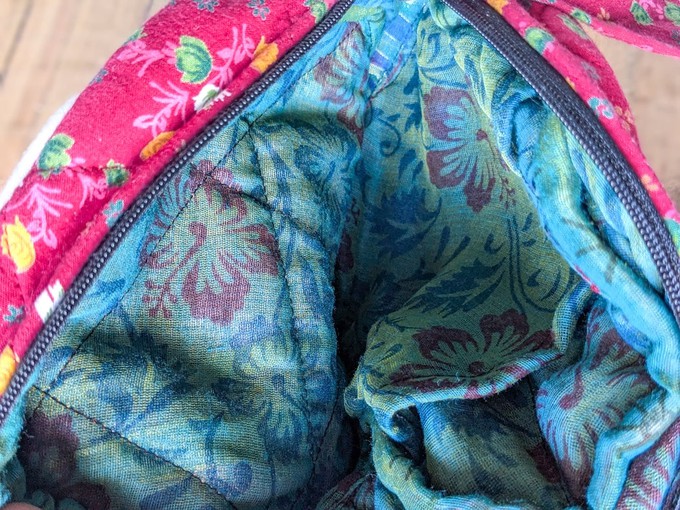 Round sari shoulder bag from Shakti.ism