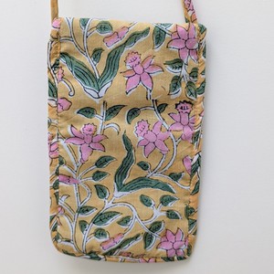 Yellow Block-Printed Crossbody Mobile Phone Cell Phone Bag With Slim Pocket from Shakti.ism