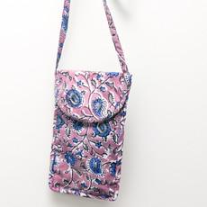 Lavender Block-Printed Crossbody Mobile Phone Cell Phone Bag With Slim Pocket via Shakti.ism