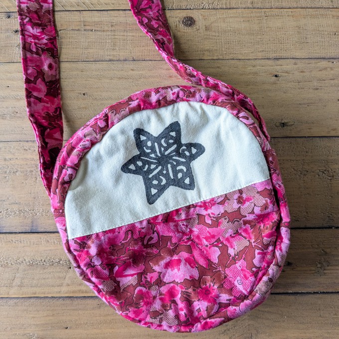 Round sari shoulder bag from Shakti.ism