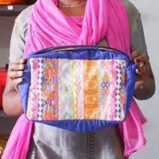 Large colourful upcycled sari box pouches via Shakti.ism