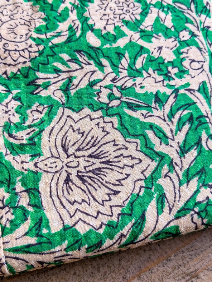 Handmade book/ e-reader / tablet sleeve with pocket, Nepali cotton from Shakti.ism