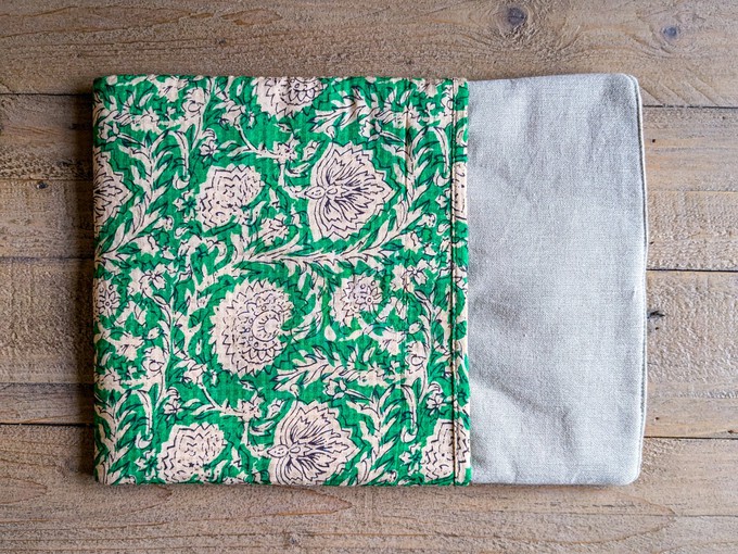 Handmade book/ e-reader / tablet sleeve with pocket, Nepali cotton from Shakti.ism