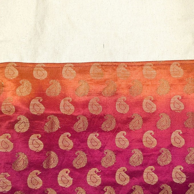 Half sari, half cotton tote bag, ethically handmade in India from Shakti.ism