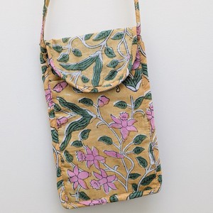 Yellow Block-Printed Crossbody Mobile Phone Cell Phone Bag With Slim Pocket from Shakti.ism