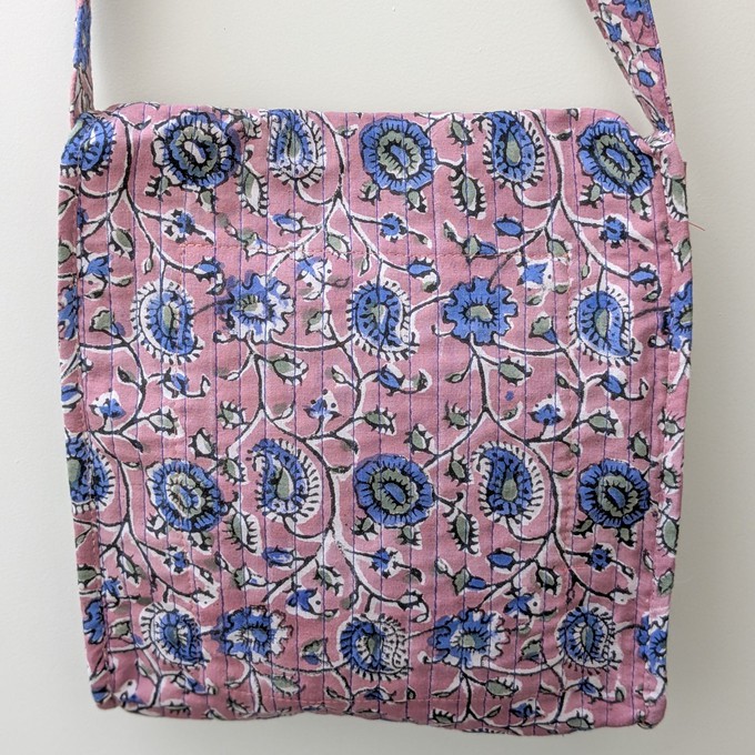 Quilted Block-Printed Cotton Crossbody Bag – Fair Trade Handmade Eco-Friendly Satchel from Shakti.ism