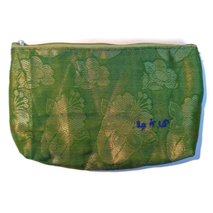 Flat bottom upcycled sari pouch from Shakti.ism