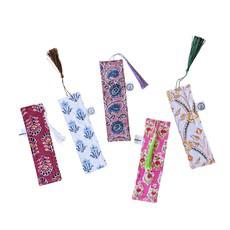 Block Printed Fabric Bookmarks with Tassel, Ethically Handmade in India via Shakti.ism