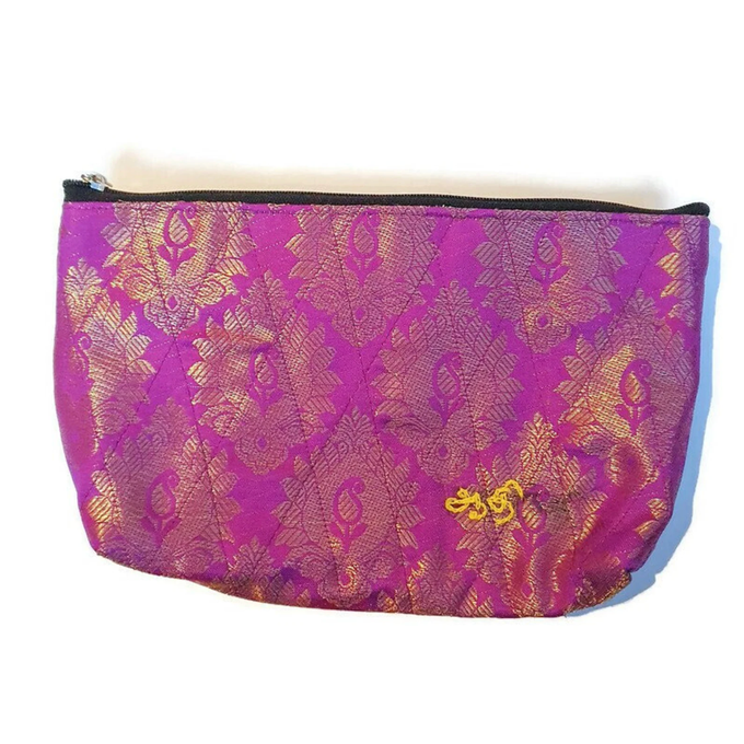 Flat bottom upcycled sari pouch from Shakti.ism