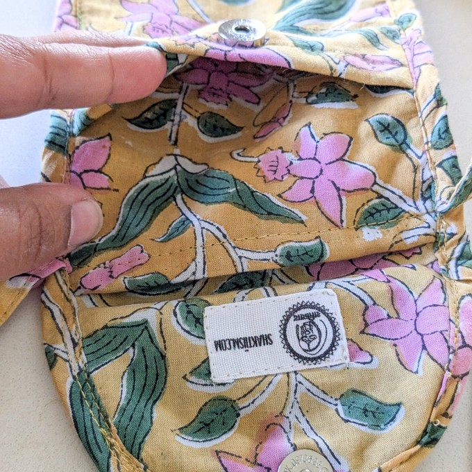 Yellow Block-Printed Crossbody Mobile Phone Cell Phone Bag With Slim Pocket from Shakti.ism