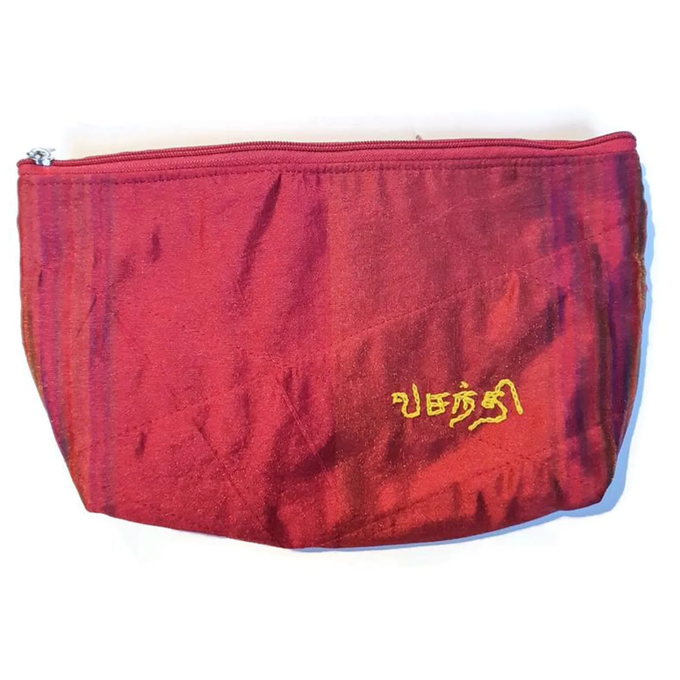 Flat bottom upcycled sari pouch from Shakti.ism