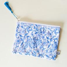 Quilted Block-Printed Zipper Pouch with Tassel via Shakti.ism