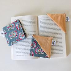 Handmade Colourful Fabric Book Page Corner, Block Print and Sari Fabric Scraps via Shakti.ism