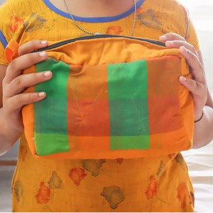 Large colourful upcycled sari box pouches from Shakti.ism