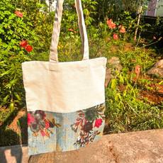 Half sari, half cotton tote bag, ethically handmade in India via Shakti.ism