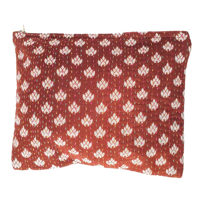 Upcycled sari clutch with kantha stitch from Shakti.ism