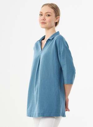 Blouse Three Quarter Sleeve Blue from Shop Like You Give a Damn