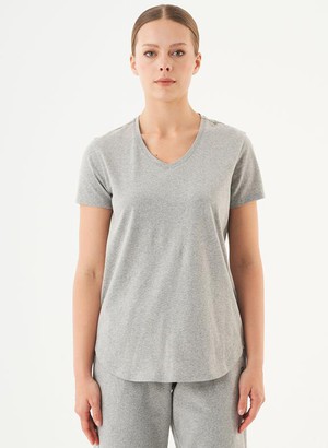 T-Shirt V-Neck Tuba Gray Melange from Shop Like You Give a Damn