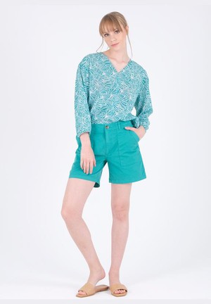 Voile Blouse Emerald Flower Blue from Shop Like You Give a Damn