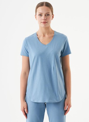 V-Neck T-Shirt Tuba Steel Blue from Shop Like You Give a Damn