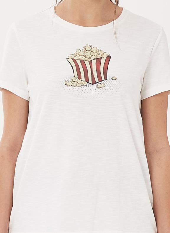 T-Shirt With Popcorn Print White from Shop Like You Give a Damn