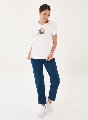 T-Shirt With Popcorn Print White from Shop Like You Give a Damn