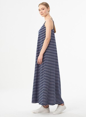 Striped Jersey Maxi-Dress Navy from Shop Like You Give a Damn