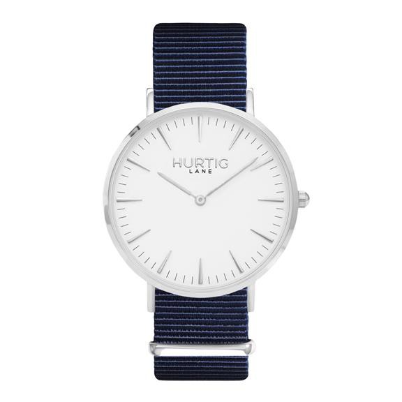 Watch Montezuma Nylon Nato Silver White & Ocean Blue from Shop Like You Give a Damn