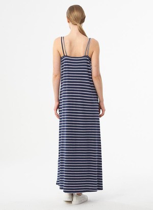 Striped Jersey Maxi-Dress Navy from Shop Like You Give a Damn