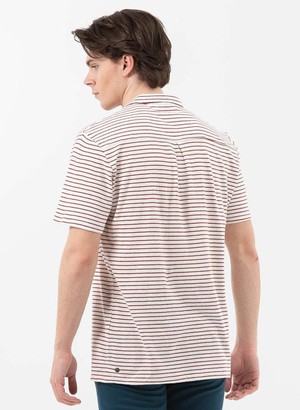 Striped Polo White/Brown from Shop Like You Give a Damn