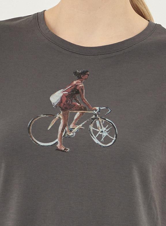 T-Shirt Bicycle Print Dark Grey from Shop Like You Give a Damn
