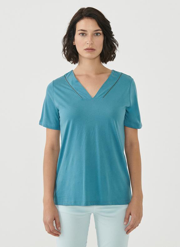 T-Shirt V-Neck Petrol Blue from Shop Like You Give a Damn