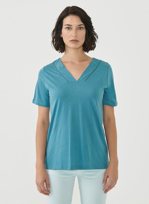 T-Shirt V-Neck Petrol Blue from Shop Like You Give a Damn