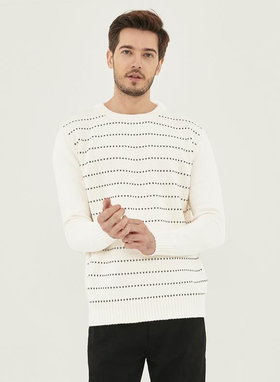 Striped Sweater Off White Dark Grey from Shop Like You Give a Damn